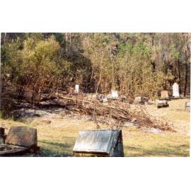 Wisemans Ferry Cemetery after the bushfire, December 2002