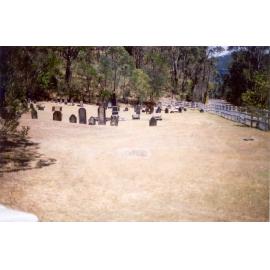 Wisemans Ferry Cemetery after the bushfire, December 2002