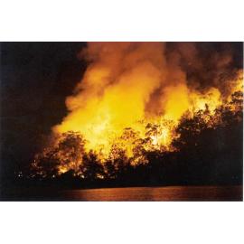Wisemans Ferry Cemetery during the bushfire of December 2002