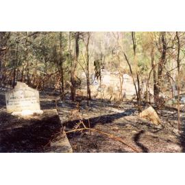 Wisemans Ferry Cemetery after the bushfire, December 2002