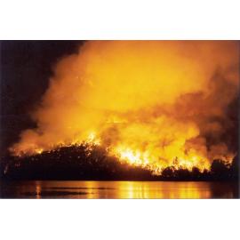 Wisemans Ferry Cemetery during the bushfire of December 2002