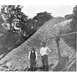 Oyster men by shell midden near Hawkesbury River