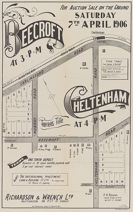 Subdivision map of Beecroft Road 1906