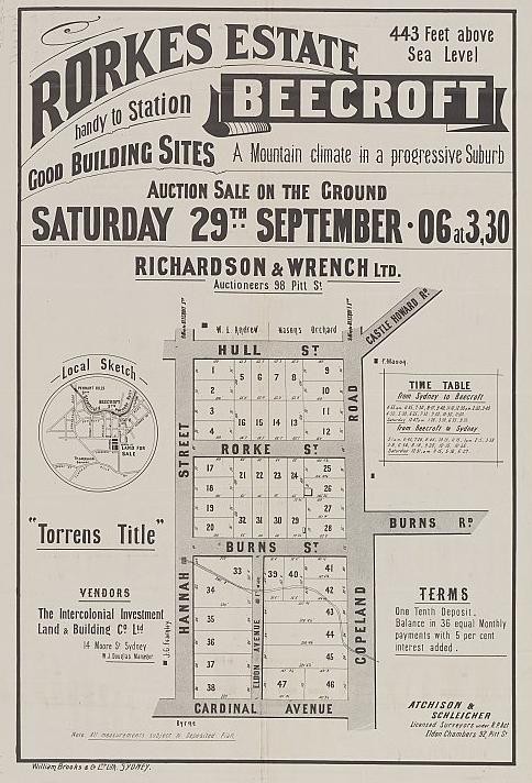 Subdivision map of Cardinal Avenue 1906
