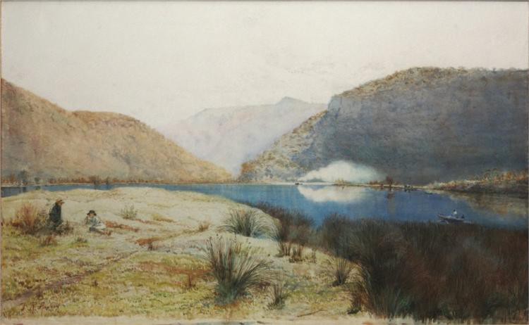 Painting of Sentry Box Reach by Julian Ashton 1886.