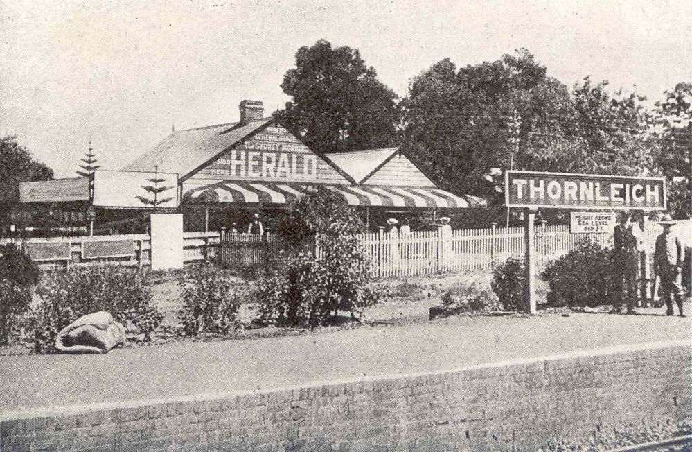 This photograph shows Giblett's Store and Newspaper Agency and Thornleigh Railway Station. It is from the "Sydney Mail" on 3 February 1904.