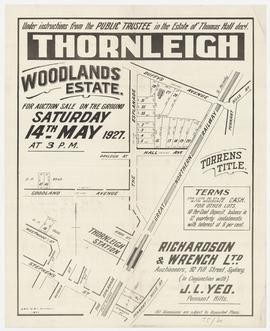 Subdivision map of Hall Avenue 1927